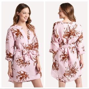 NWT Joie Sunanda Linen Dress Mini Belted Pink Floral XS